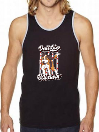 Don't Stop Beweavin' Tank in Black with Heather Grey Trim