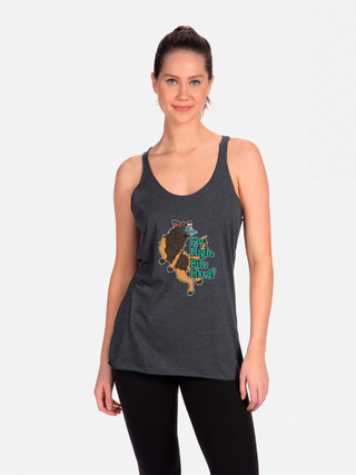 Fly High Bite Hard Ladies Tank in Charcoal Grey